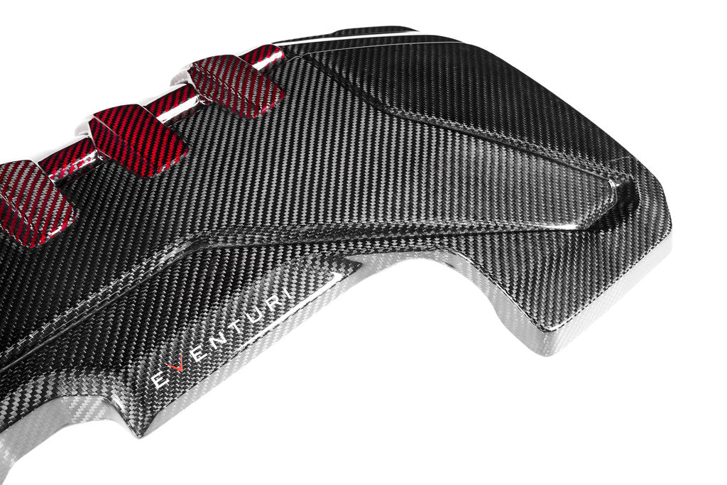 Eventuri Audi 8Y / 8V RS3 / 8S TTRS Black Carbon and Red Kevlar Engine Cover