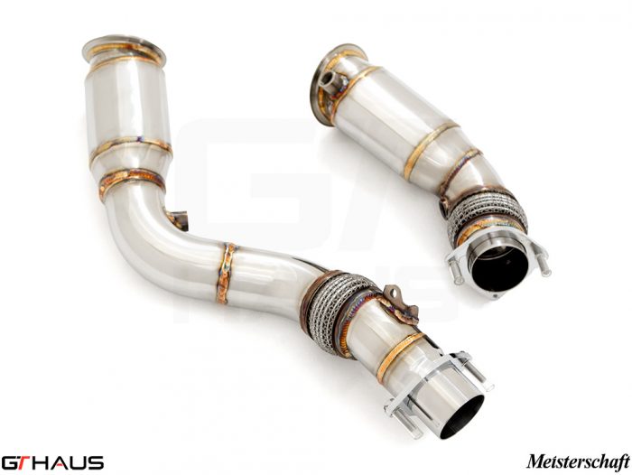 Meisterschaft F80 Down Pipe Section – cat elimination pipes (90mm piping) with Reservoir Tank