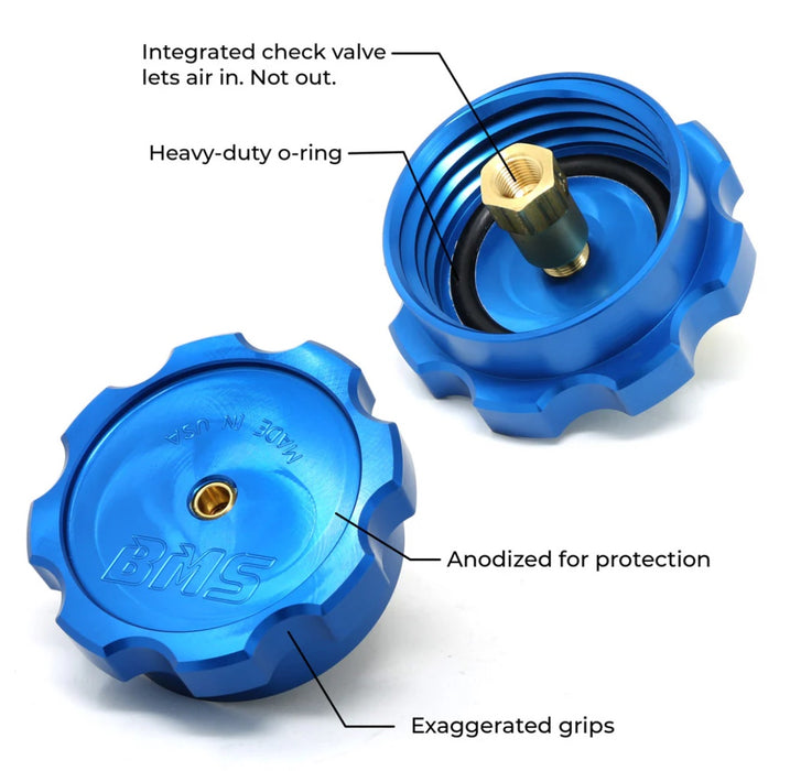 BMS Billet Water/Methanol Injection (WMI) Tank Cap with Safety Check Valve