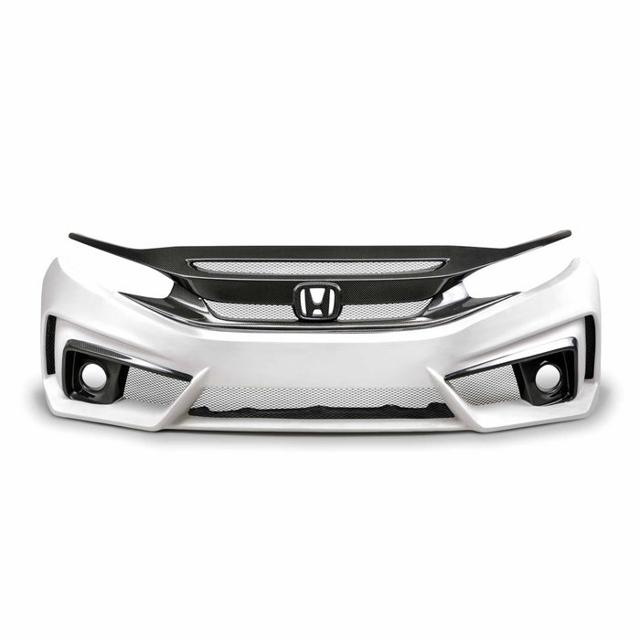 TT-Style Fiberglass/Carbon Fiber Front Bumper For 2016-2021 Honda Civic 4 Dr