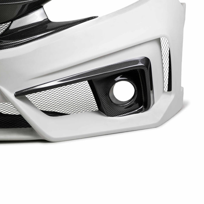 TT-Style Fiberglass/Carbon Fiber Front Bumper For 2016-2021 Honda Civic 4 Dr