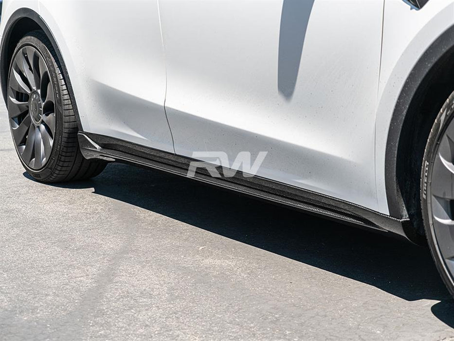 Tesla Model Y DTM Full Carbon Fiber Side Skirt Extensions