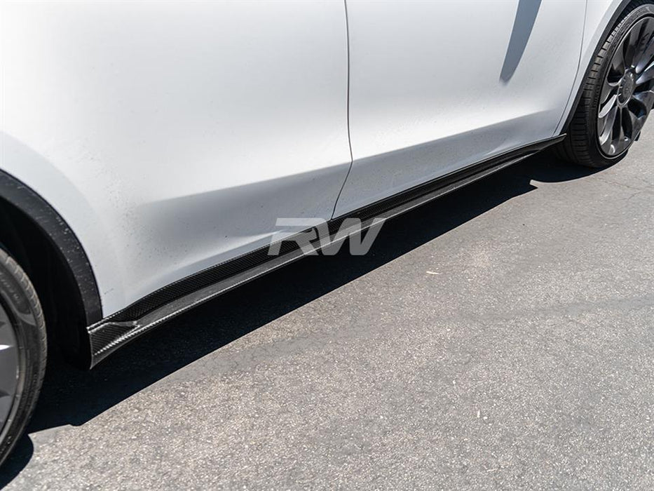 Tesla Model Y DTM Full Carbon Fiber Side Skirt Extensions