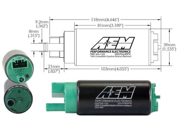 AEM 340LPH E85-COMPATIBLE HIGH FLOW IN-TANK FUEL PUMP - (50-1200)