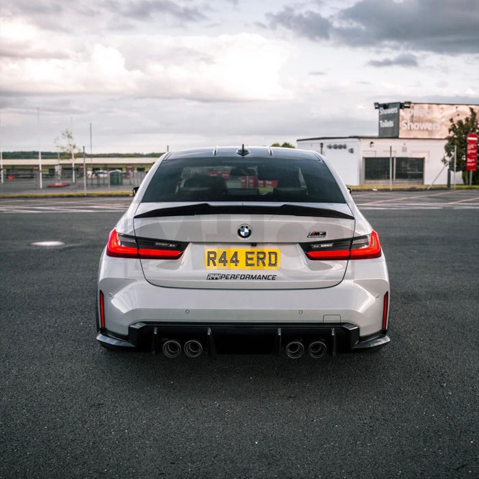 R44 BMW G80 M3 Ducktail Style Spoiler In Pre-Preg Carbon Fibre