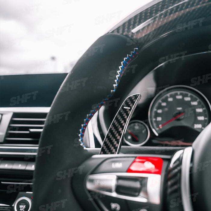 R44 BMW F SERIES AUTOMATIC PADDLE SHIFTERS IN GLOSS / MATTE CARBON FIBRE