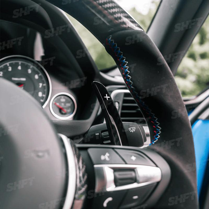 R44 BMW F SERIES AUTOMATIC PADDLE SHIFTERS IN GLOSS / MATTE CARBON FIBRE