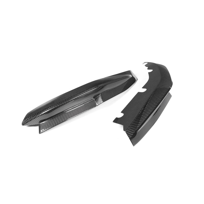 R44 MHC BMW G80 M3 OEM STYLE REAR SIDE DIFFUSER CORNER COVERS IN PRE PREG CARBON FIBRE