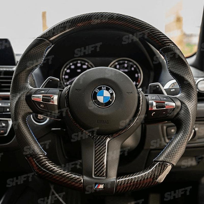 R44 BMW M SPORT STEERING WHEEL TRIM INSERT IN GLOSS CARBON FIBRE