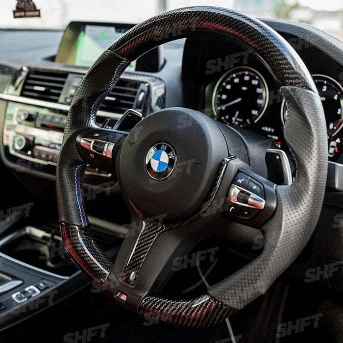 R44 BMW M SPORT STEERING WHEEL TRIM INSERT IN GLOSS CARBON FIBRE