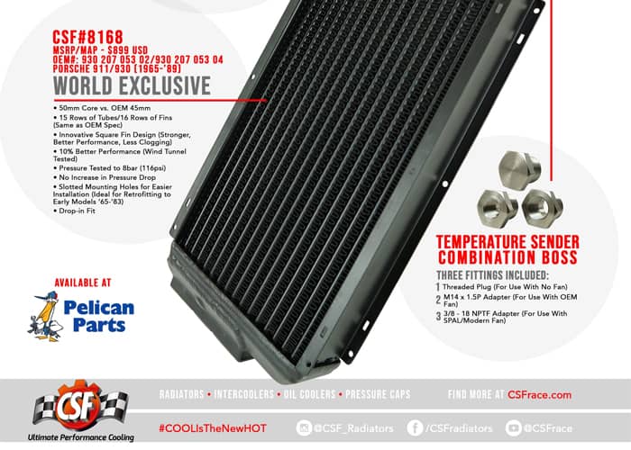 CSF Radiators 911/930 TURBO RIGHT FENDER OIL COOLER - (CSF #8168)